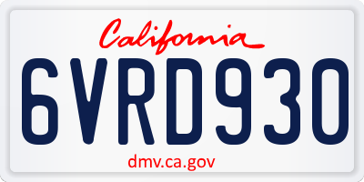 CA license plate 6VRD930