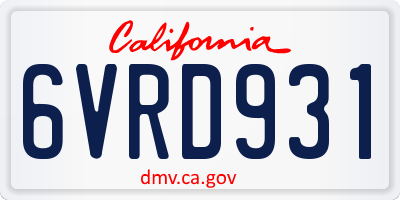 CA license plate 6VRD931