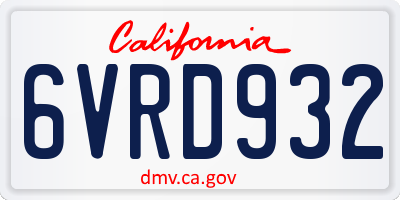 CA license plate 6VRD932