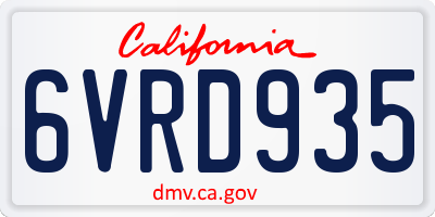 CA license plate 6VRD935