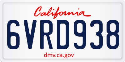 CA license plate 6VRD938