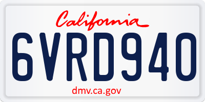 CA license plate 6VRD940