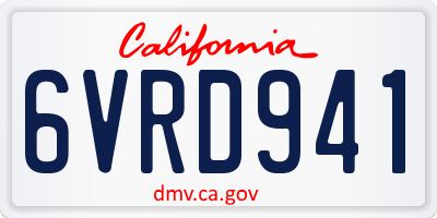 CA license plate 6VRD941