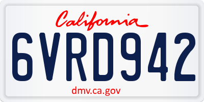 CA license plate 6VRD942