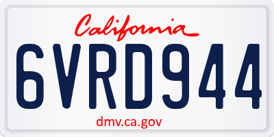 CA license plate 6VRD944