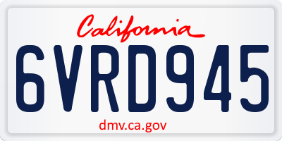 CA license plate 6VRD945