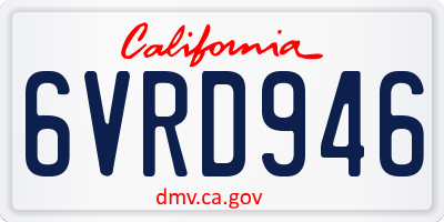 CA license plate 6VRD946