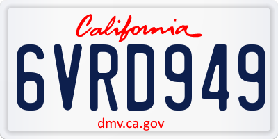 CA license plate 6VRD949