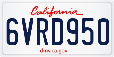 CA license plate 6VRD950