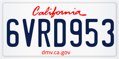 CA license plate 6VRD953