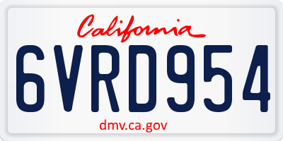 CA license plate 6VRD954