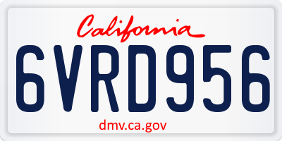 CA license plate 6VRD956