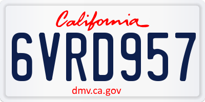 CA license plate 6VRD957
