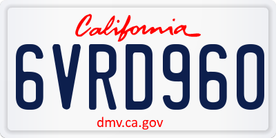 CA license plate 6VRD960