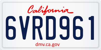 CA license plate 6VRD961
