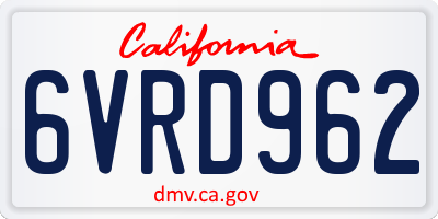 CA license plate 6VRD962