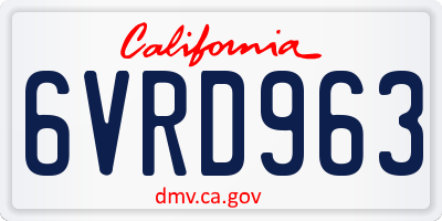 CA license plate 6VRD963