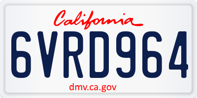 CA license plate 6VRD964