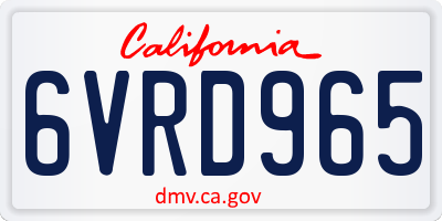 CA license plate 6VRD965