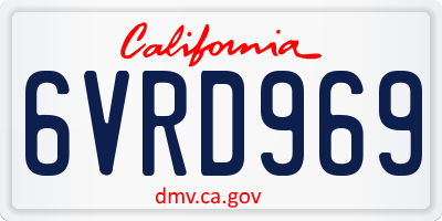 CA license plate 6VRD969