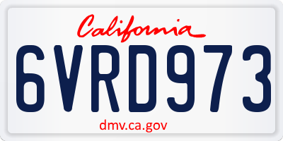 CA license plate 6VRD973