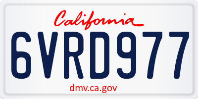 CA license plate 6VRD977