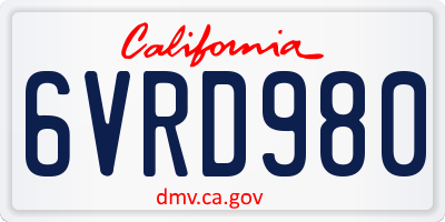 CA license plate 6VRD980