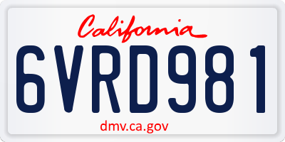 CA license plate 6VRD981