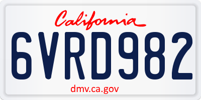 CA license plate 6VRD982