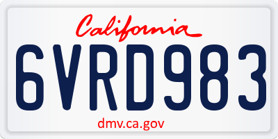 CA license plate 6VRD983