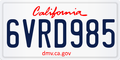 CA license plate 6VRD985