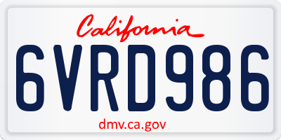 CA license plate 6VRD986