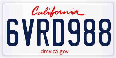 CA license plate 6VRD988