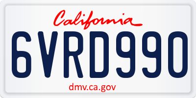 CA license plate 6VRD990
