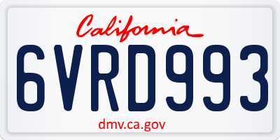 CA license plate 6VRD993