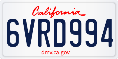 CA license plate 6VRD994