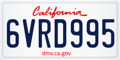 CA license plate 6VRD995