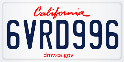 CA license plate 6VRD996
