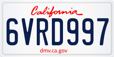 CA license plate 6VRD997