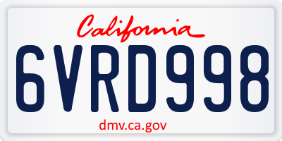 CA license plate 6VRD998
