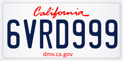 CA license plate 6VRD999