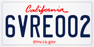 CA license plate 6VRE002
