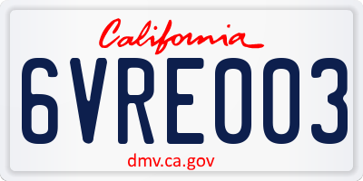 CA license plate 6VRE003