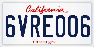 CA license plate 6VRE006