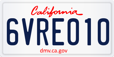 CA license plate 6VRE010