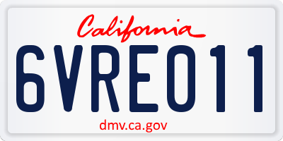 CA license plate 6VRE011