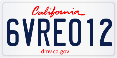 CA license plate 6VRE012