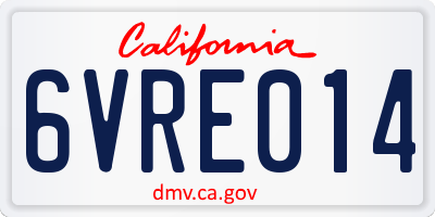 CA license plate 6VRE014