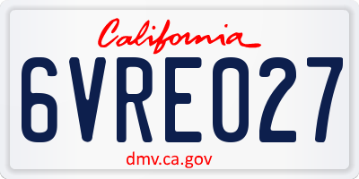 CA license plate 6VRE027