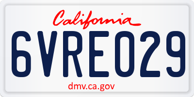 CA license plate 6VRE029